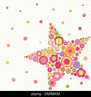 Spring summer colorful flower star shape greeting card Stock Vector