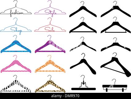 clothes hanger, vector set Stock Vector