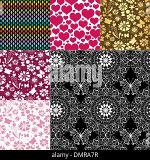 Collection seamless colorful patterns Stock Vector
