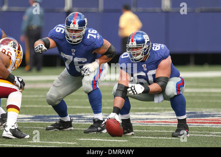 New York Giants  #60 Shaun OHara and #76 Chris Snee.   The New York Giants defeated the Washington Redskins 23-17 at Giants Stadium in Rutherford, New Jersey. (Credit Image: © Anthony Gruppuso/Southcreek Global/ZUMApress.com) Stock Photo