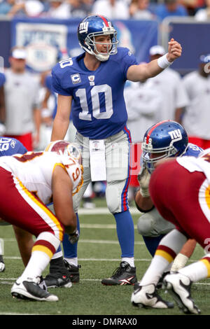 New York Giants Eli Manning throws a pass during week 1 at Giants Stadium  in East Rutherford, New Jersey on September 10, 2006. Peyton Manning and Eli  Manning played each other for