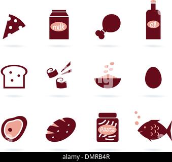 Food set & design elements isolated on white ( brown ) Stock Vector