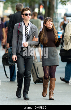 Chris Colfer and Lea Michele on location with Glee on 14th