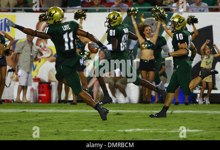 South Florida wide receiver Dontavia Bogan #81 runs the ball in for a touchdown during the second half of the South Florida versus Charleston Southern college football game held at Raymond James Stadium in Tampa, FL. USF defeated Charleston Southern 59-0. (Credit Image: © Chris Grosser/Southcreek Global/ZUMApress.com) Stock Photo