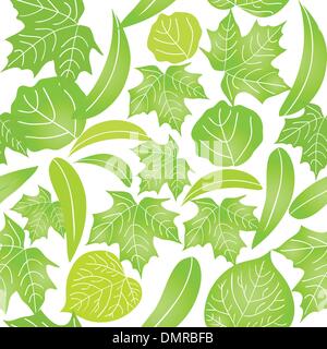 Seamless with green leaves on white background Stock Vector