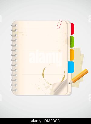 Notebook and yellow pencil Stock Vector