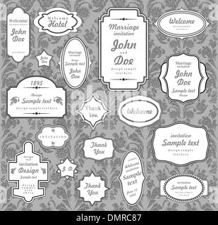 Set of ornate vector frames and ornaments with sample text. Perf Stock Vector
