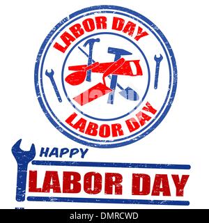 Set of labor day stamps Stock Vector