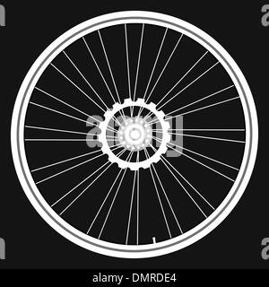 white Bicycle wheels isolated on black background vector Stock Vector