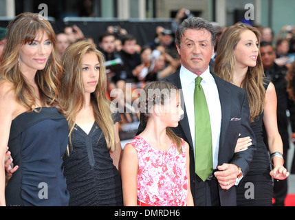 Sylvester Stallone Jennifer Flavin and daughters 'The Expendables 2' UK Premiere held at Empire Leicester Square - Arrivals Stock Photo