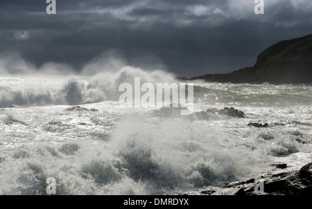 stonehaven shore waves storm surf crashing waves Stock Photo