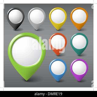 Set of round 3D pointers with place for your content Stock Vector