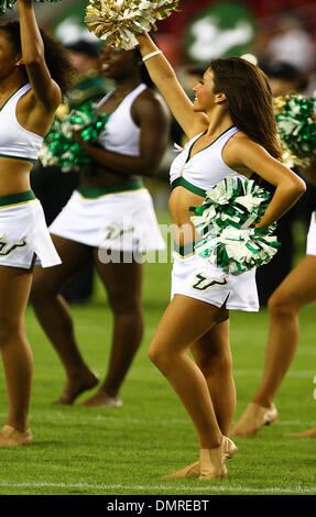 South Florida cheerleaders during the first half of the South Florida versus West Virginia college football game held at Raymond James Stadium in Tampa, FL. (Credit Image: © Chris Grosser/Southcreek Global/ZUMApress.com) Stock Photo