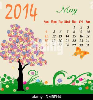 Calendar for 2014 May Stock Vector