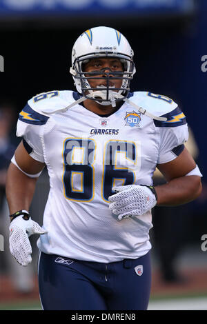 San Diego Chargers Brandon Manumaleuna runs froms a Kansas City Chiefs  defender during the third quarter of an NFL football game Sunday Nov. 29,  2009 in San Diego. The Chargers won 43-14. (