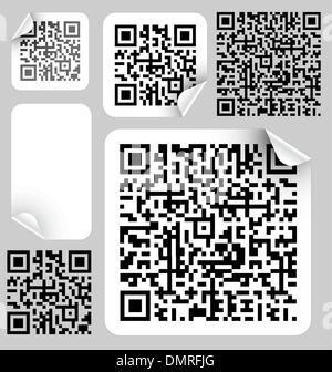 Set of labels with qr codes Stock Vector