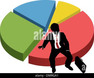 Business silhouette sit market share chart Stock Vector