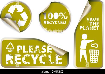 labels badges and stickers with recycle icons Stock Vector