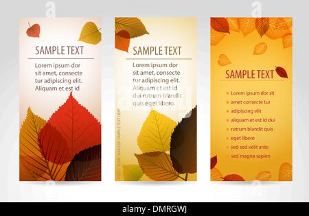 Fresh natural fall vector vertical banners with leafs Stock Vector