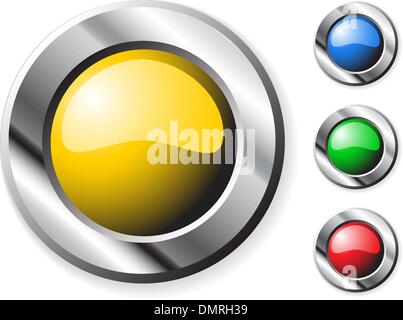 Buttons with metal borders Stock Vector
