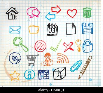 Set of colorful doodle computer icons Stock Vector