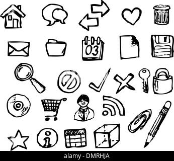 Set of doodle computer icons Stock Vector