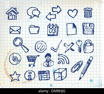 Set of doodle computer icons Stock Vector