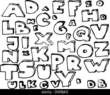Hand drawn doodle alphabet Stock Vector