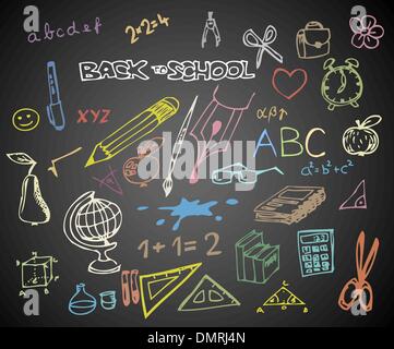 Back to school - set of school doodle vector illustrations Stock Vector