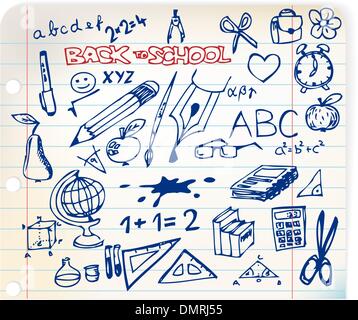 set of school doodle illustrations Stock Vector