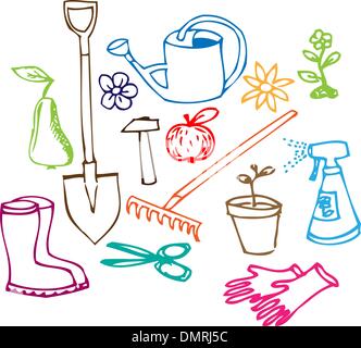 Garden doodle illustrations Stock Vector