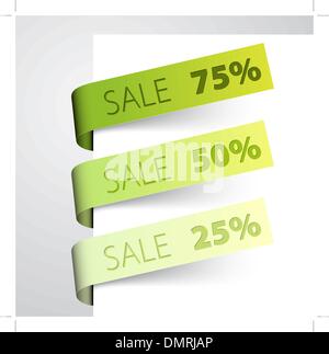 Set of sale green paper tags Stock Vector