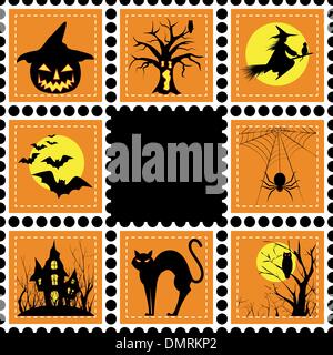 Halloween illustration set of stamp Stock Vector