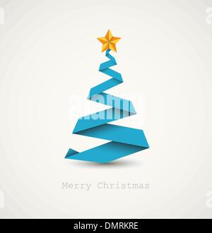 Simple vector christmas tree made from paper stripe Stock Vector
