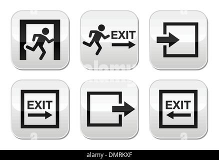 Emergency exit vector buttons set Stock Vector