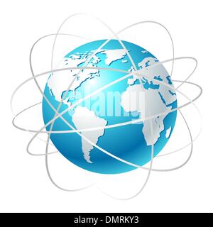 Globe with orbits Stock Vector