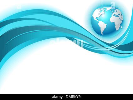 Business world map wave background Stock Vector