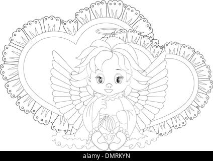 little angel Coloring page Stock Vector