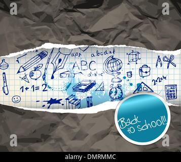 Back to school poster with doodle illustrations Stock Vector