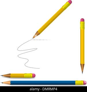 Colored pencils with an eraser, school supplies, stationery, a checkered  notebook. The concept of schooling, back to school, first time to school  Stock Vector Image & Art - Alamy