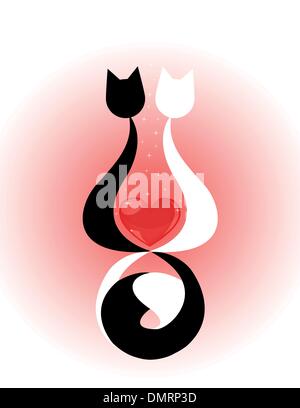 Two in love cats Stock Vector