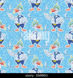 Seamless, cartoon goose divers Stock Vector