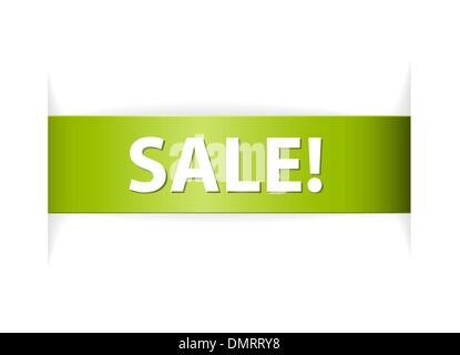 New green paper ribbon sale tag Stock Vector