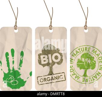 grunge tags for organic / bio / eco Stock Vector