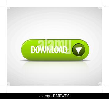 Big green download now button Stock Vector