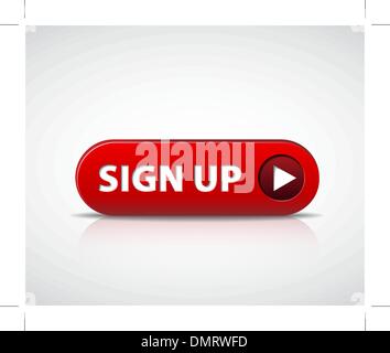 Big red sign up now button Stock Vector