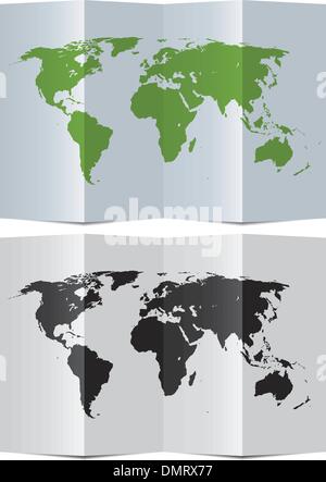 abstract world map on folded paper Stock Vector