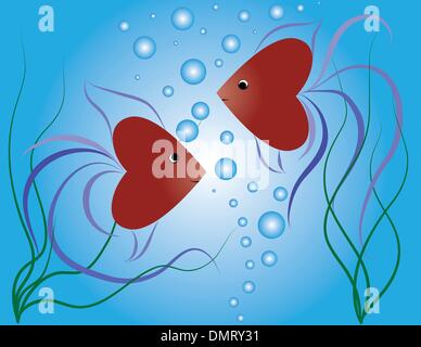 Small fishes-hearts Stock Vector