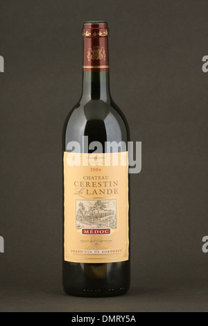 A bottle of French red wine, Chateau Cerestin la Lande 2006, Medoc, Grand Vin de Bordeaux, France Stock Photo