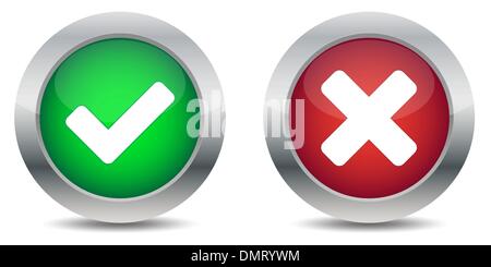 Approved and rejected buttons Stock Vector